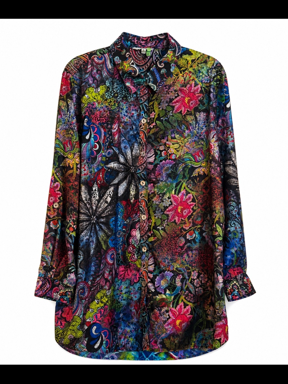 Floral Multicolor Button-Front Tunic Top - Picture 2 of 6